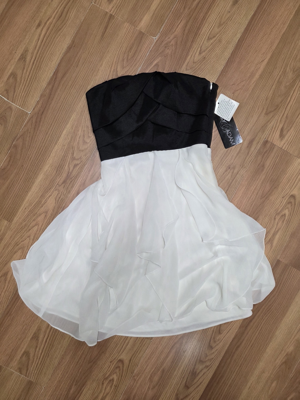 Strapless Black and White Layered Party Dress